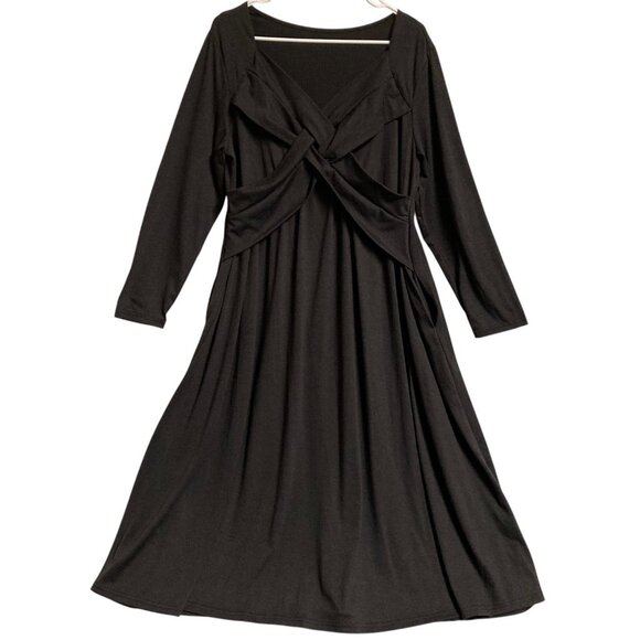 Women's SHEIN CURVE Long-Sleeve Criss-Cross Front Dress with Pockets Size 1XL - Picture 1 of 2